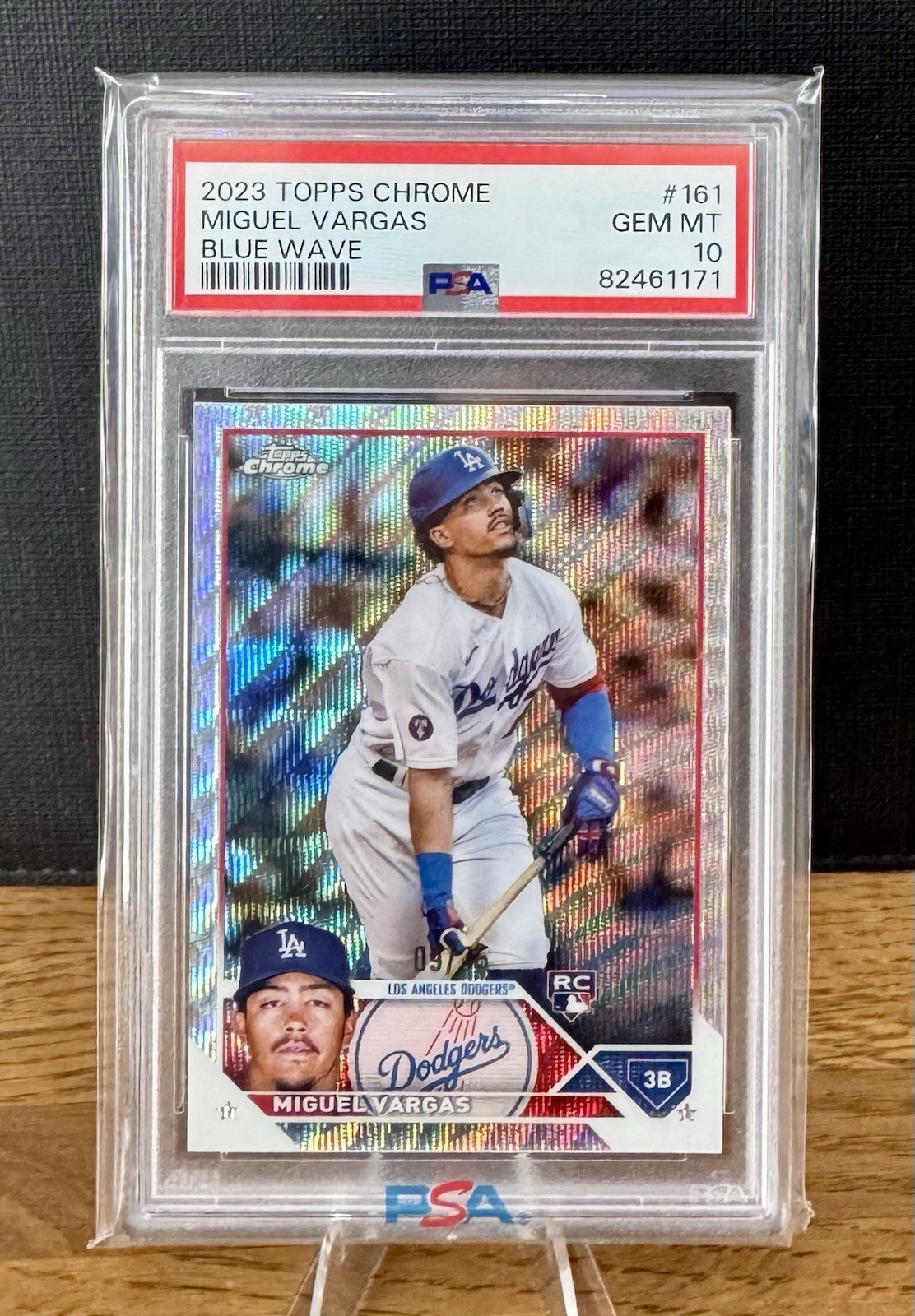 2023 Topps Chrome Miguel Vargas #161 Rookie Blue Wave /75 PSA 10 Gem Mint Pop 3