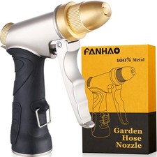 Garden Hose Nozzle, 100 Heavy Duty Metal Spray Nozzle High Pressure Water No...