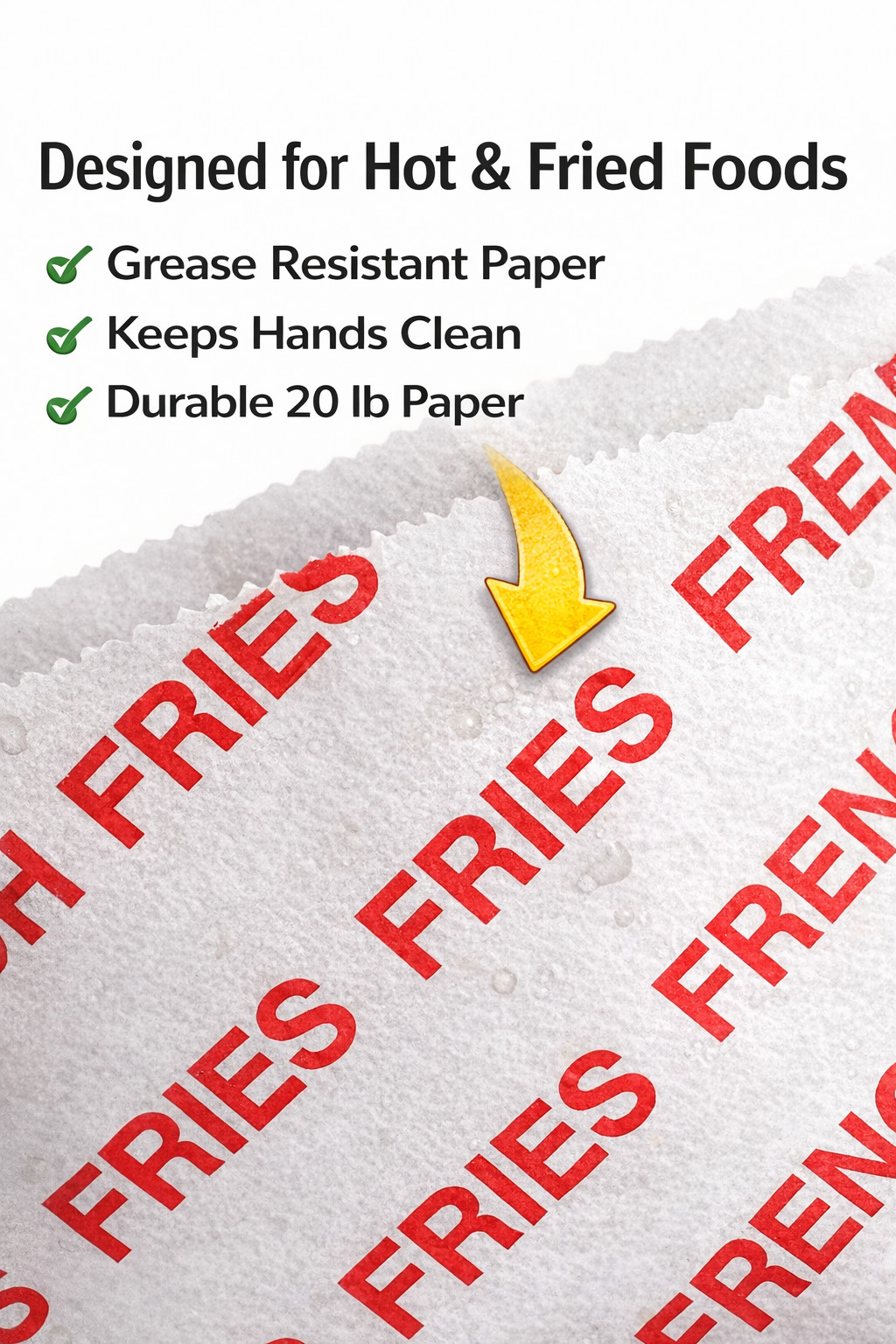 French Fry Bags Printed Grease Resistant Assorted Sizes 8000 Total Bulk Pack