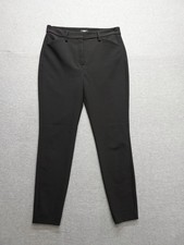 Express Women Pant 8R Black Zip Hook Eyes Button Pockets High Rise Logo Career