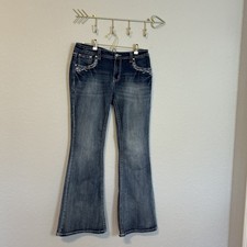 Grace in LA Jeans Womens 31 Bootcut Embroidered Western Y2K Medium Wash