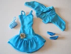 BARBIE FASHION CLOTHES ~ TURQUOISE SATIN DRESS+JACKET OUTFIT w/ACCESSORIES SET