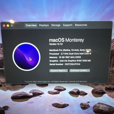Apple MacBook Pro Retina 13'' Early 2015 i5 2.7GHz 16GB 512GB SSD Monterey