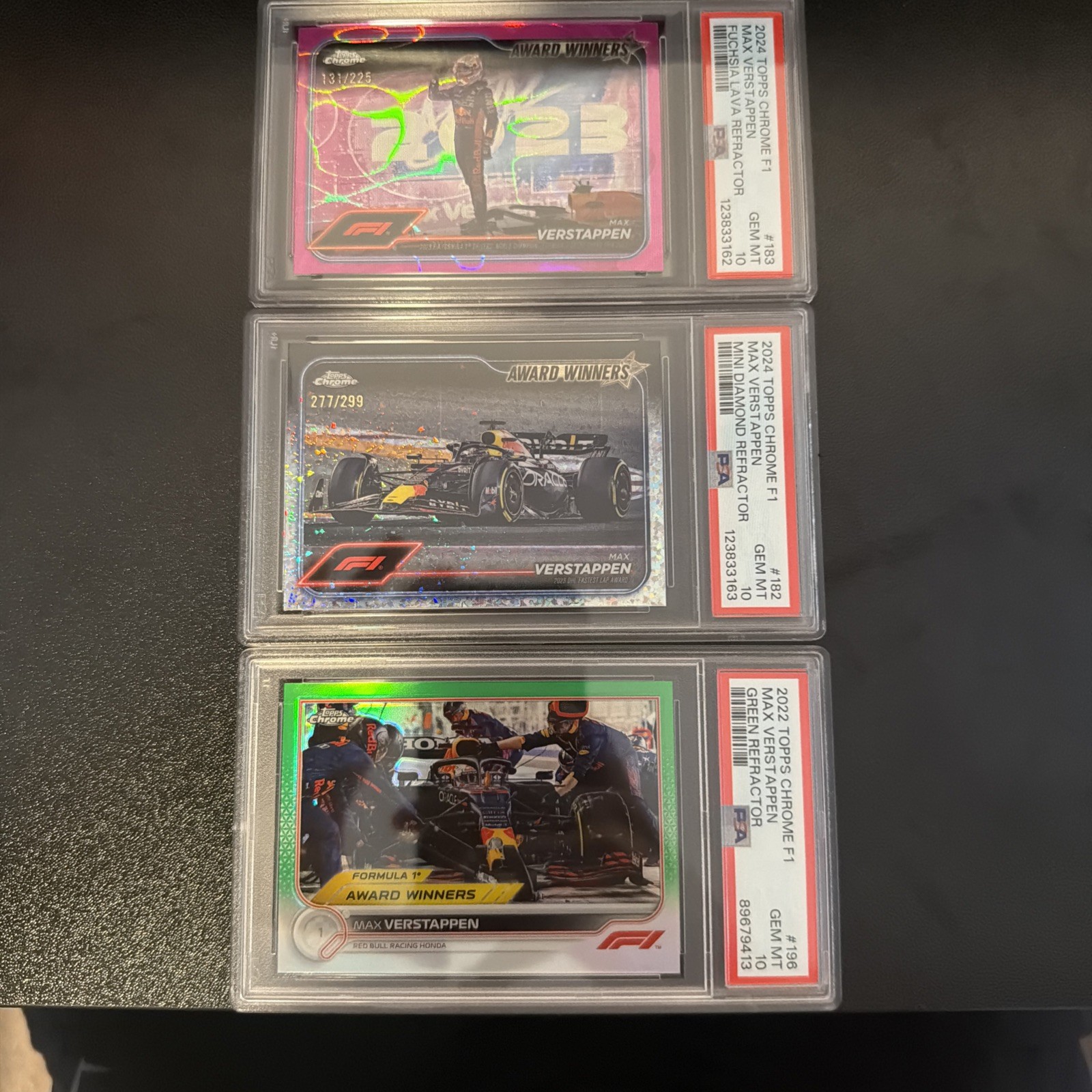Topps Chrome Formula 1 Max Verstappen PSA 10 Slab Card Lot Sequential Refractor