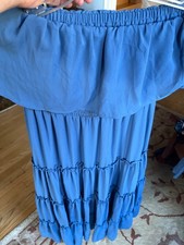 1. STATE BLUE STRAPLESS TIERRED MIDI DRESS-- MEDIUM