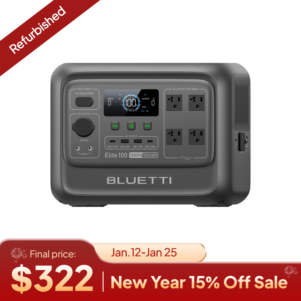BLUETTI Elite 100 V2 1024Wh 1800W Portable Power Station for