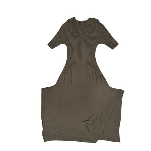 Peruvian Connection Pima Cotton Ribbed Knit Maxi Dress Large Olive Boho Western - Picture 8 of 11