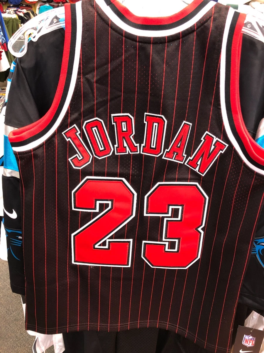 Michael Jordan Bulls Jersey Black Pinstripe Buy