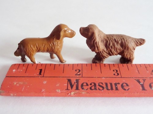 Vintage Miniature Metal Dog Figurines Cocker Spaniel Lab Retriever Brown 1 Inch - 第 2/7 張圖片
