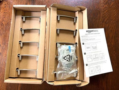 Kitchen Cabinet Handles 5.25" Satin Nickel Lot of 10 Modern Curved Amazon Basics