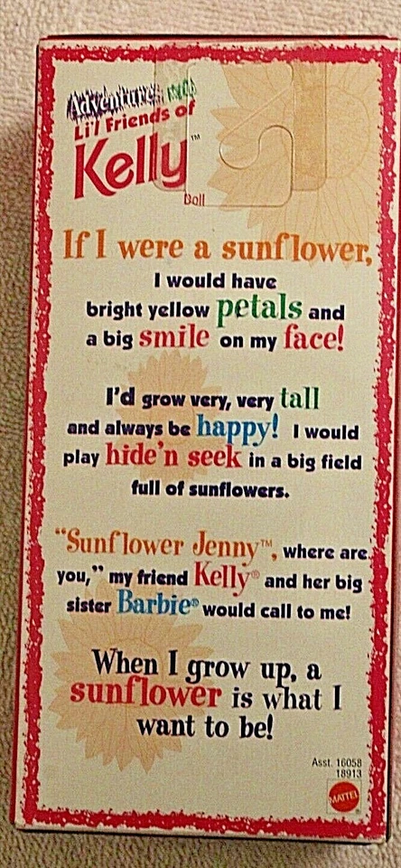 NRFB VINTAGE RARE 1998 ADVENTURES KELLY LIL FRIENDS SUNFLOWER JENNY BUNNY MELODY - Imagem 3 de 4