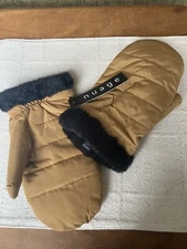 Nuage Insulated Mittens with Faux Fur Detail Honey Mustard L/XL NEW w/ Tags