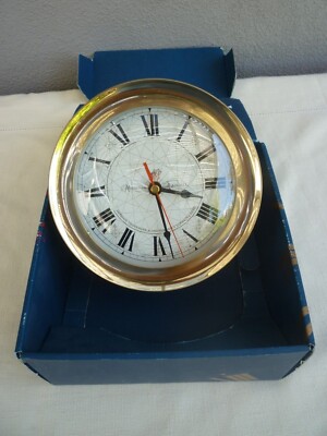 VTG Authentic Models Captain's Clock Brass Wall Mount Nautical Decor Works!