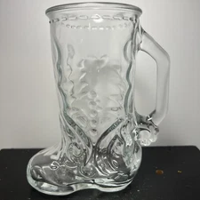 Vintage Cowboy Boot Drinking Glass Mug 6 1/2" Tall Mexico