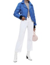Diane Von Furstenberg Dvf Down Puffer Biker Jacket, Blue Size M Rrp €640 Bnwt