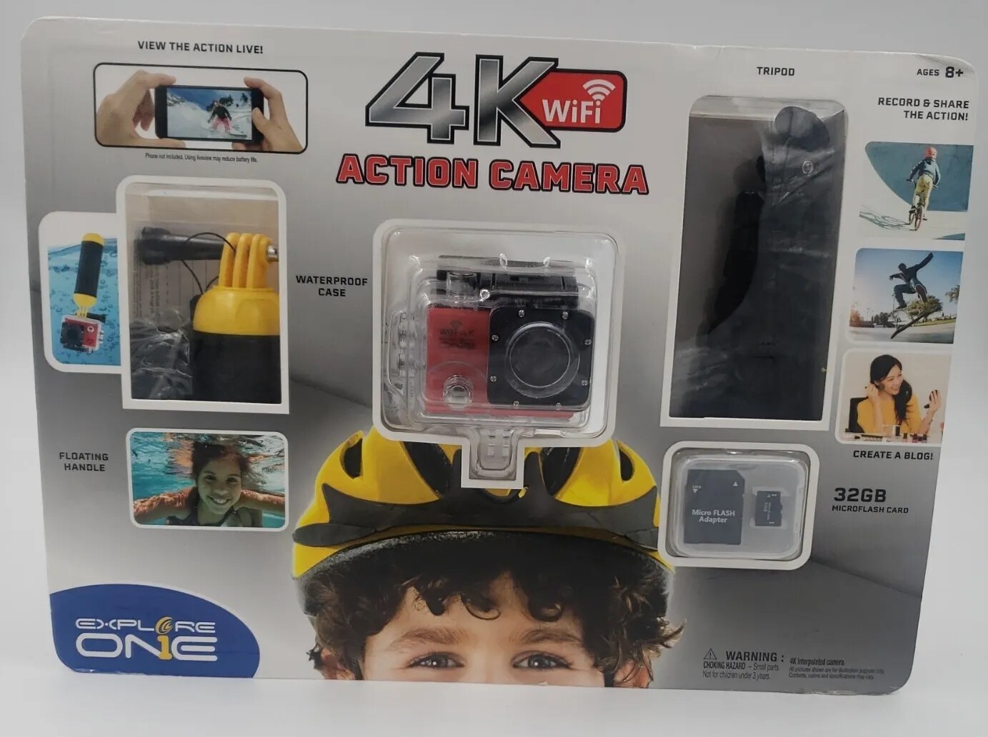 Explore One 4K Action Camera with WiFi Bundle + 32GB Microflash Card