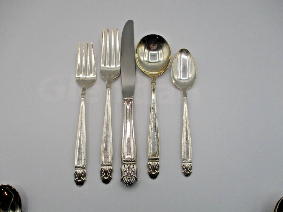 HOLMES & EDWARDS DANISH PRINCESS SILVERPLATE FLATWARE ~ HUGE SET 110 PCS! - Image 4 of 4