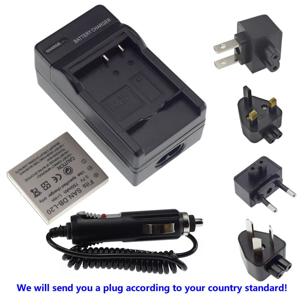 Batería + Cargador para Sanyo Xacti DMX-C1 Xacti DMX-C4(D) DB-L20 DB-L20A 3.7V Foto 3 de 4