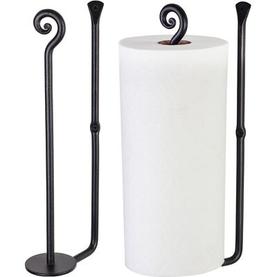 Vertical Black Paper Towel Holder Handcrafted Rustic Metal Decorative Wrought Ir