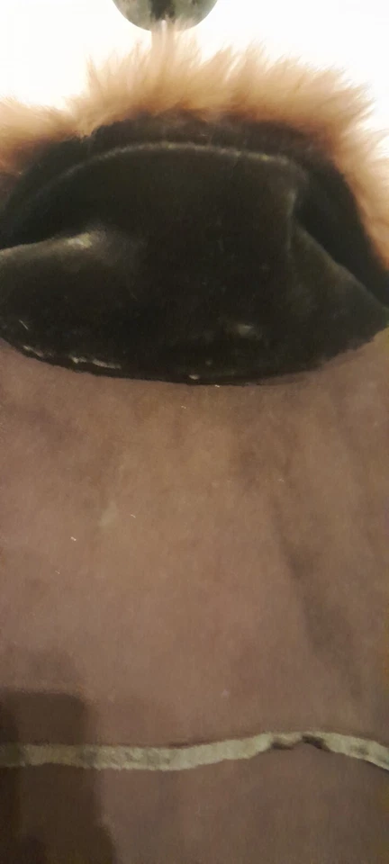 Abrigo Wilsons Cuero Marrón, Gamuza Imitación Piel de Oveja, Cuello de Piel de Zorro Genuino, Adulto L Foto 3 de 4