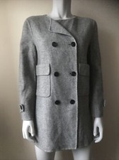 Zara Grey Wool Blend Handmade Double Breasted Coat With Front Pockets Size S Vgc