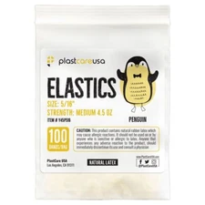 plastcareusa ELASTICS 5/16" Penguin, Medium 4.5 oz Elastic Bands,Yellow, 100/Bag