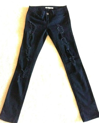 Forever 21 Womens Trending Distressed Black Ripped Stretch