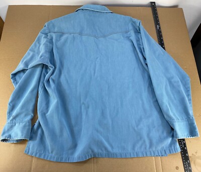 Vintage 70s 80s Big Yank Chambray Denim Pearl Snap Western Farm