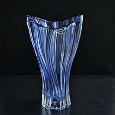 Plantica Modern Bohemian Czech Crystal Decorative Vase - 12.5 Inch Vase, Blue