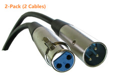 PTC Set of 2x 10 FT foot XLR 3 Pin Male to Female M/F Mic Microphone Ext Cable