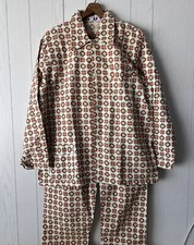 Vintage 1960s Reine Baumwolle Pajama Long Sleeve Set Size XL NWOT Retro Pj  s