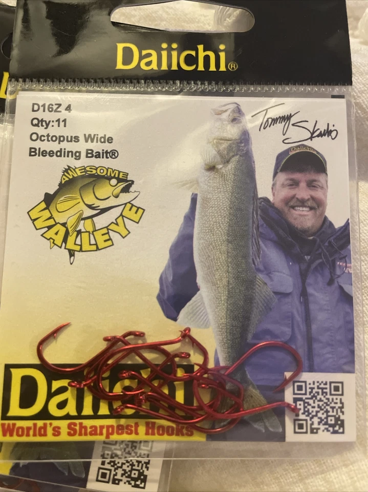 66ct Daiichi красный судак осьминог крючки - размер 4 рыболовства кровоточащая приманка новый с Ярлыками - Изображение 2 из 4