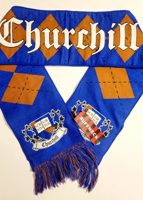 NEW Ruffneck Fringe Scarf CHURCHILL Scientia Virtus One Size 62x8 NWT