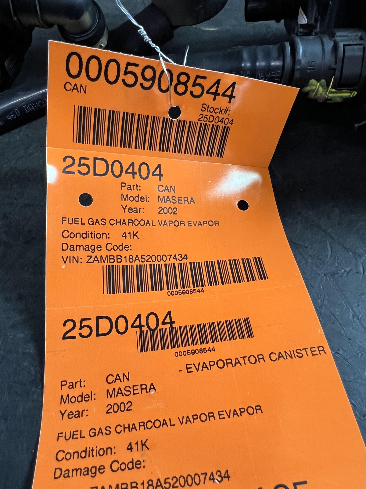 02-06 MASERATI SPYDER FUEL GAS CHARCOAL VAPOR EVAPORATOR EVAP CANISTER SYSTEM