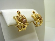 14k Yellow gold Turtle Earrings
