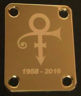 GUITAR NECK PLATE Custom Engraved Etched - PRINCE The Artist Symbol - Gold