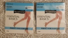 2 Pair ONE SIZE NO NONSENSE Essential Basics KNEE HIGHS BEIGE REINFORCED TOE