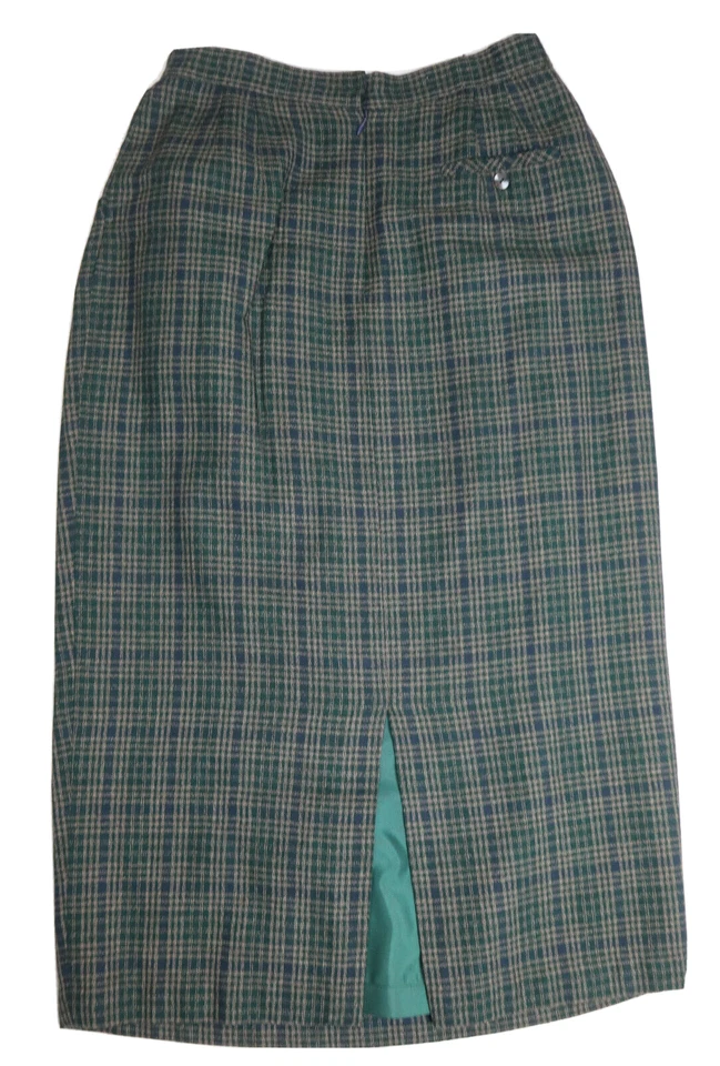 HERMAN GIST - FALDA LÁPIZ MEDIA A CUADROS VERDE MUJER - TALLA 12 Foto 4 de 4