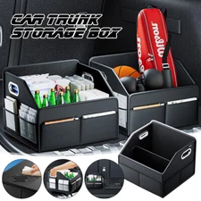 Car Trunk Organizer Storage Box Vehicle Black Folding Cargo Boot PU Leather