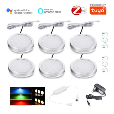 TUYA ZIGBEE LED Under Cabinet Lighting Dimmable Kitchen Lamp 4/6/9 Pack + Power