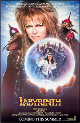 1986 Labyrinth Movie Poster 11X17 David Bowie Jareth Sarah Magic Dance    