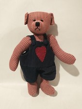 1999 Vintage jointed plush Cloth Cotton teddy Bear Lovely Outfit 11"