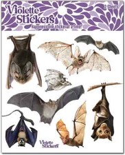 Violette Stickers 2 Sheets Bats Real Look Halloween Flying Hanging Upside Down