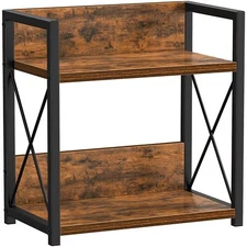 2-Tier Wood Spice Rack Organizer Pantry Shelf Brown Countertop Storage