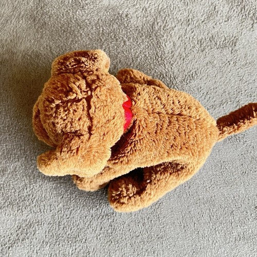 Gund PUDDLES piccoli cuccioli cani marrone chiaro peluche collare rosso NB fotografia Prop - Foto 5 di 13