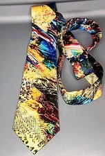 Barry Wang Luxury Tie Colorful Abstract Silk Necktie Made in Italy