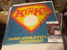 Kinks Signed Superman Lp Cover Ray Davies Dave Davies Jim Rodgord JSA#EE62616 !!