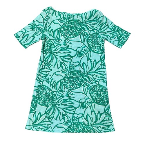 Lilly Pulitzer Cotton Pineapple Toucan Print Short Sleeve Dress Size L 8-10 Girl - Picture 2 of 10
