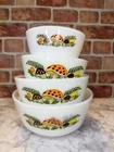 New ListingVTG Anchor Hocking Fire King Mushroom Nesting Mixing Bowl Set 4 Milk Glass 70s