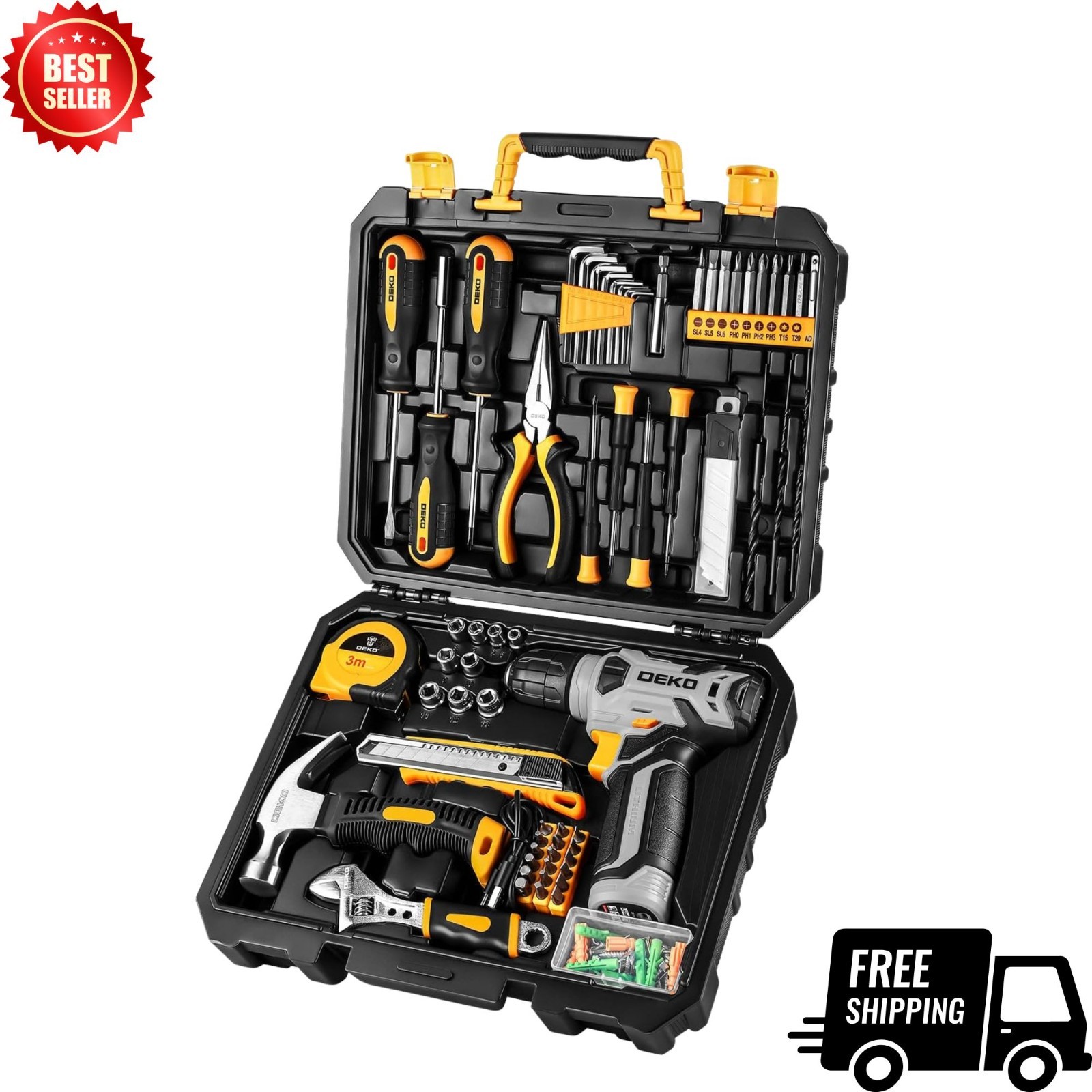 NEW Tool Kit 8V Cordless Drill Tool Box Hand Drill Set Home Repair DIY 126Pc Men